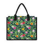 Tropical Hibiscus Flowers Pattern Print Canvas Tote Bag