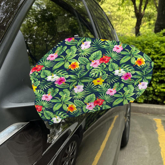 Tropical Hibiscus Flowers Pattern Print Car Side Mirror Covers