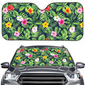Tropical Hibiscus Flowers Pattern Print Car Windshield Sun Shade