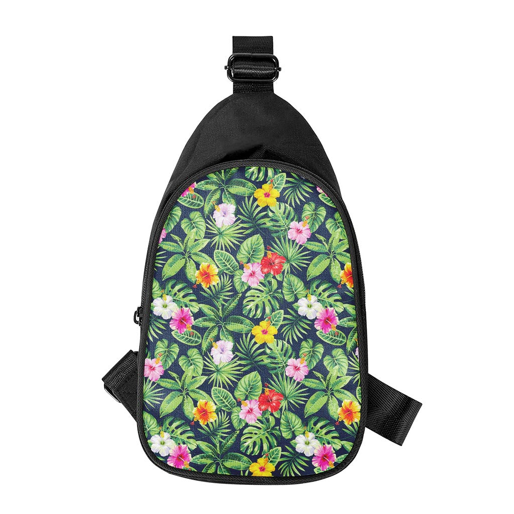 Tropical Hibiscus Flowers Pattern Print Chest Bag
