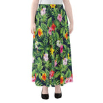 Tropical Hibiscus Flowers Pattern Print Chiffon Maxi Skirt