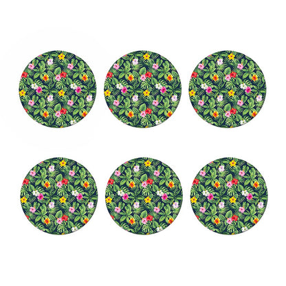 Tropical Hibiscus Flowers Pattern Print Coaster Set