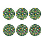 Tropical Hibiscus Flowers Pattern Print Coaster Set