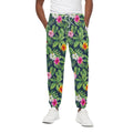Tropical Hibiscus Flowers Pattern Print Cotton Sweatpants