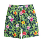 Tropical Hibiscus Flowers Pattern Print Cotton Shorts