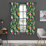 Tropical Hibiscus Flowers Pattern Print Curtain