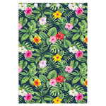 Tropical Hibiscus Flowers Pattern Print Curtain