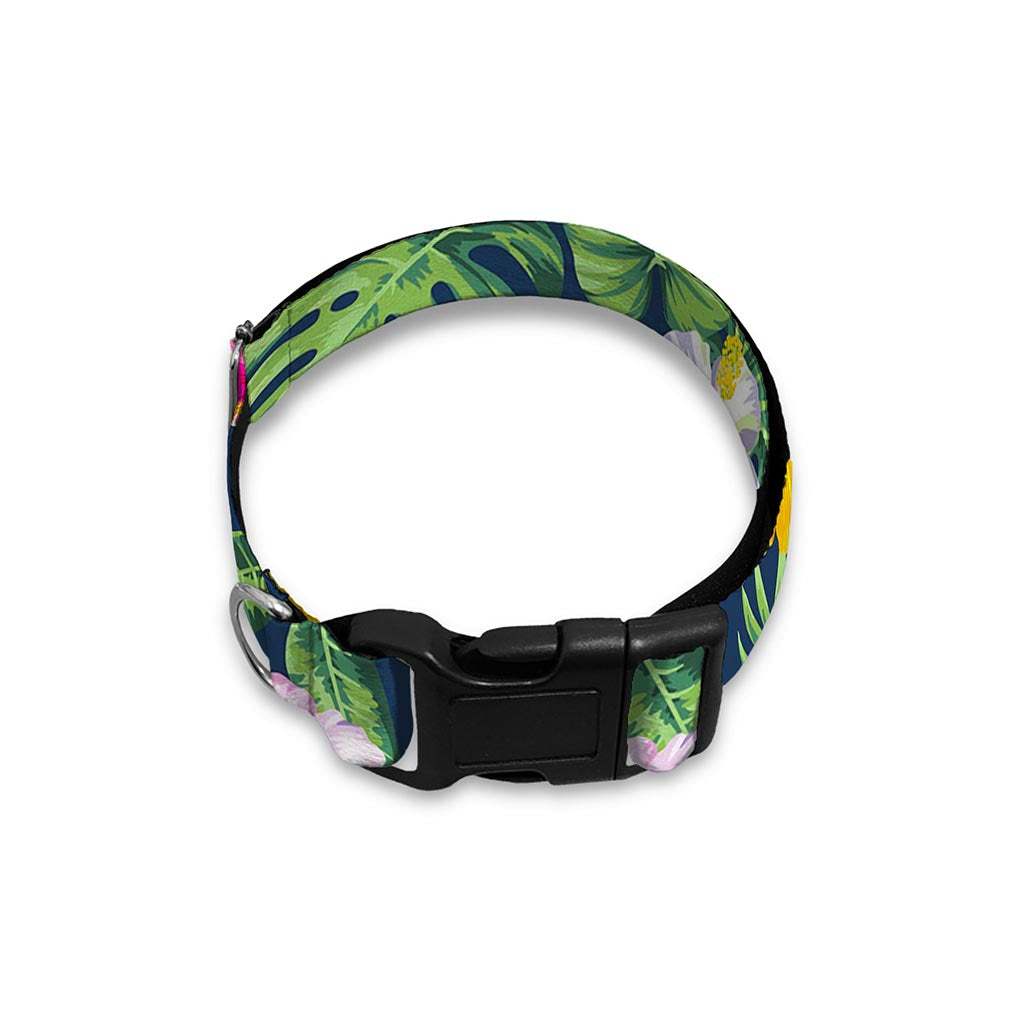 Tropical Hibiscus Flowers Pattern Print Dog Collar