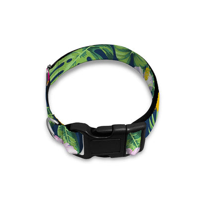Tropical Hibiscus Flowers Pattern Print Dog Collar