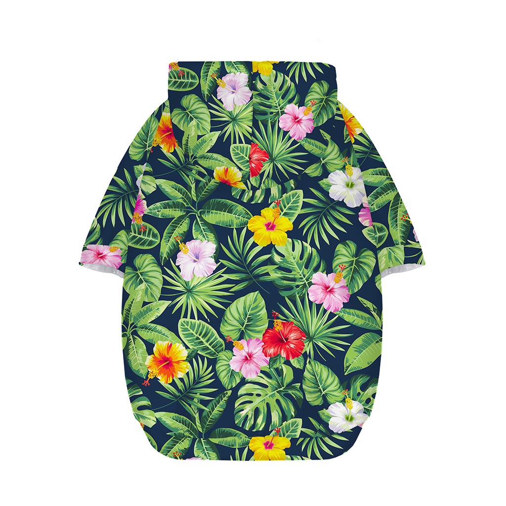 Tropical Hibiscus Flowers Pattern Print Dog Zip Up Hoodie