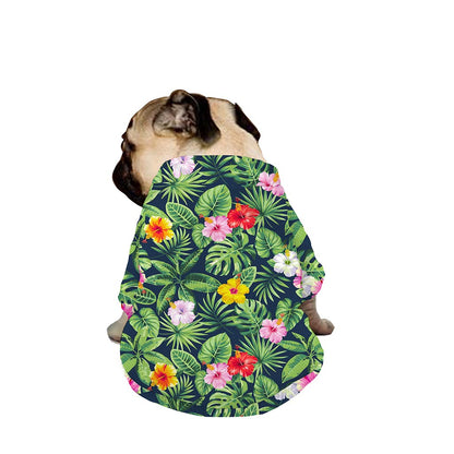 Tropical Hibiscus Flowers Pattern Print Dog Zip Up Jacket