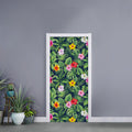 Tropical Hibiscus Flowers Pattern Print Door Sticker
