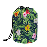 Tropical Hibiscus Flowers Pattern Print Drawstring Makeup Bag