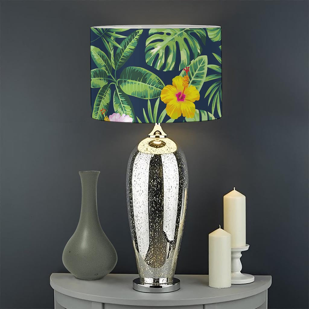 Tropical Hibiscus Flowers Pattern Print Drum Lamp Shade