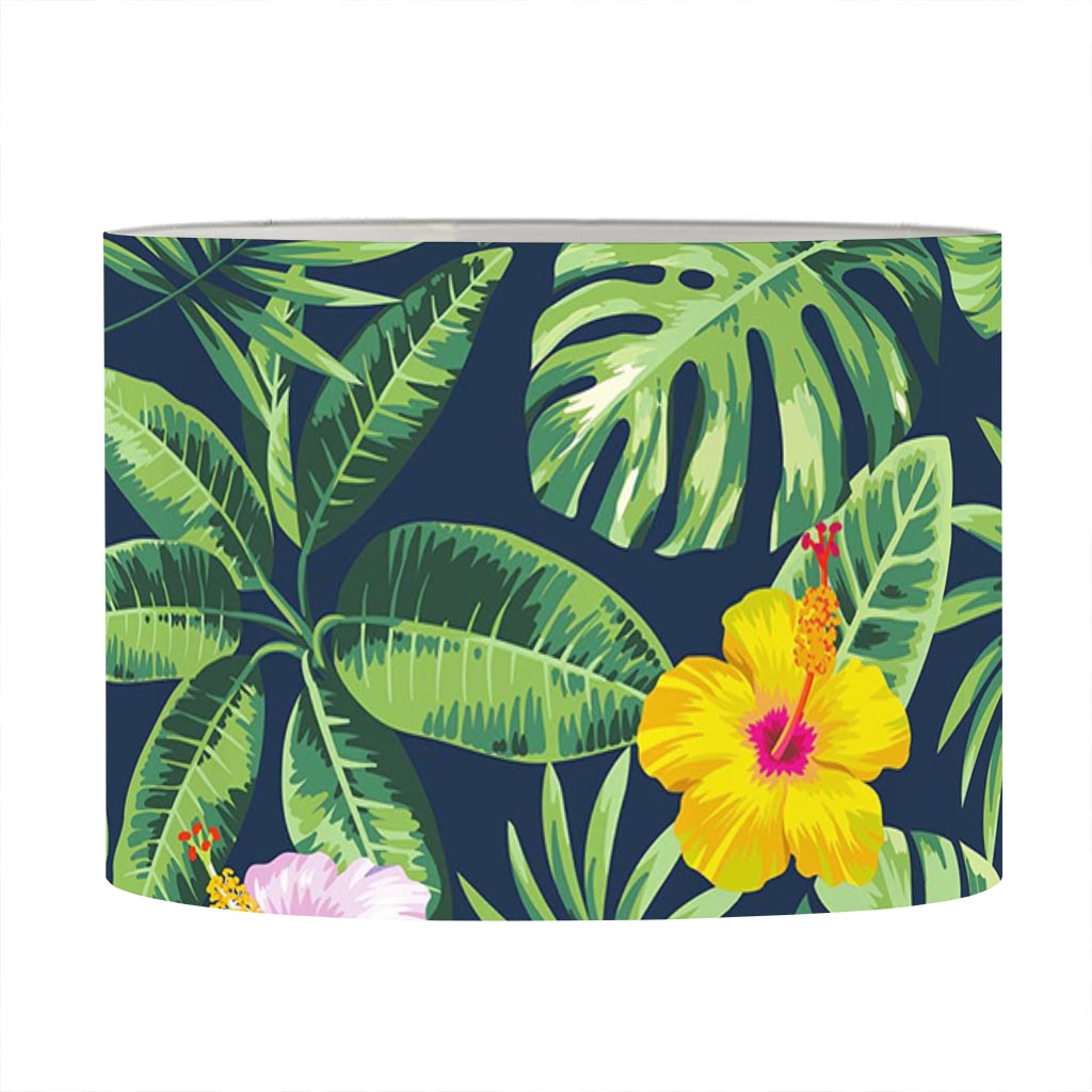 Tropical Hibiscus Flowers Pattern Print Drum Lamp Shade