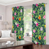 Tropical Hibiscus Flowers Pattern Print Extra Wide Grommet Curtains