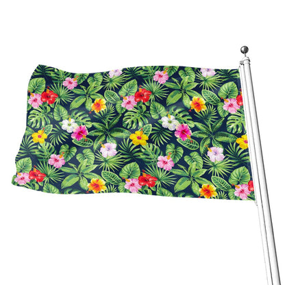 Tropical Hibiscus Flowers Pattern Print Flag