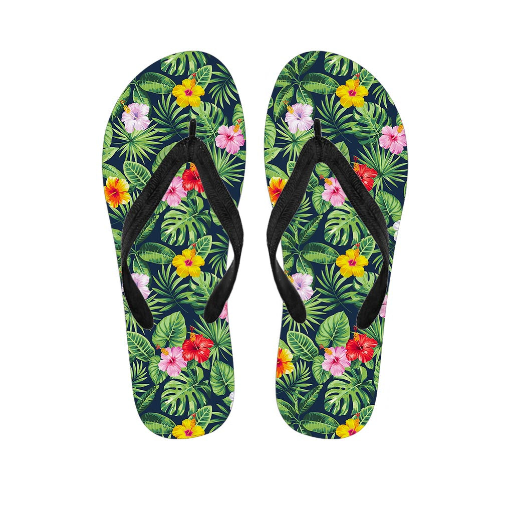 Tropical Hibiscus Flowers Pattern Print Flip Flops
