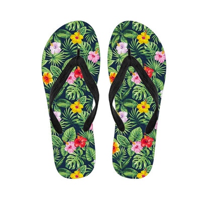 Tropical Hibiscus Flowers Pattern Print Flip Flops