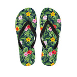 Tropical Hibiscus Flowers Pattern Print Flip Flops