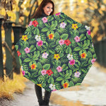 Tropical Hibiscus Flowers Pattern Print Foldable Umbrella