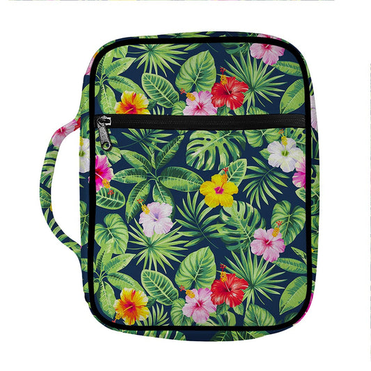 Tropical Hibiscus Flowers Pattern Print Front Pocket Bible Bag