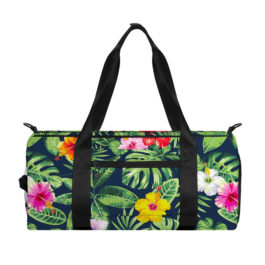 Tropical Hibiscus Flowers Pattern Print Gym Bag