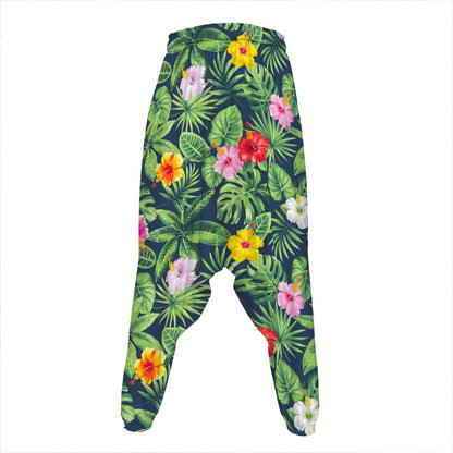 Tropical Hibiscus Flowers Pattern Print Hammer Pants