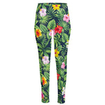 Tropical Hibiscus Flowers Pattern Print High-Waisted Pocket Leggings