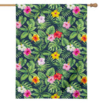 Tropical Hibiscus Flowers Pattern Print House Flag