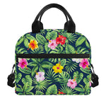Tropical Hibiscus Flowers Pattern Print Insulated Lunch Bag