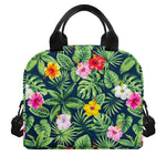 Tropical Hibiscus Flowers Pattern Print Insulated Lunch Bag