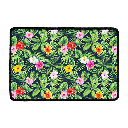 Tropical Hibiscus Flowers Pattern Print Kitchen Mat