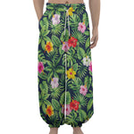 Tropical Hibiscus Flowers Pattern Print Lantern Pants