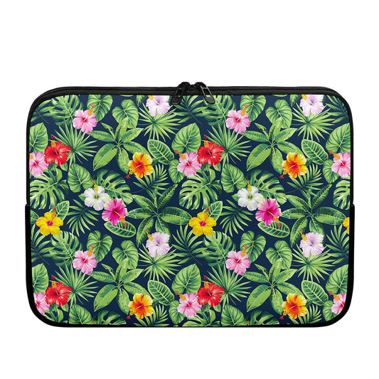 Tropical Hibiscus Flowers Pattern Print Laptop Sleeve