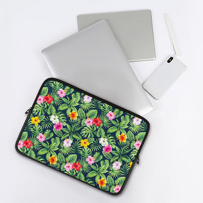 Tropical Hibiscus Flowers Pattern Print Laptop Sleeve