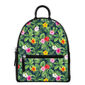 Tropical Hibiscus Flowers Pattern Print Leather Backpack