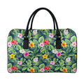 Tropical Hibiscus Flowers Pattern Print Leather Duffel Bag