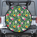 Tropical Hibiscus Flowers Pattern Print Leather Spare Tire Cover