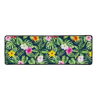 Tropical Hibiscus Flowers Pattern Print Long Kitchen Mat