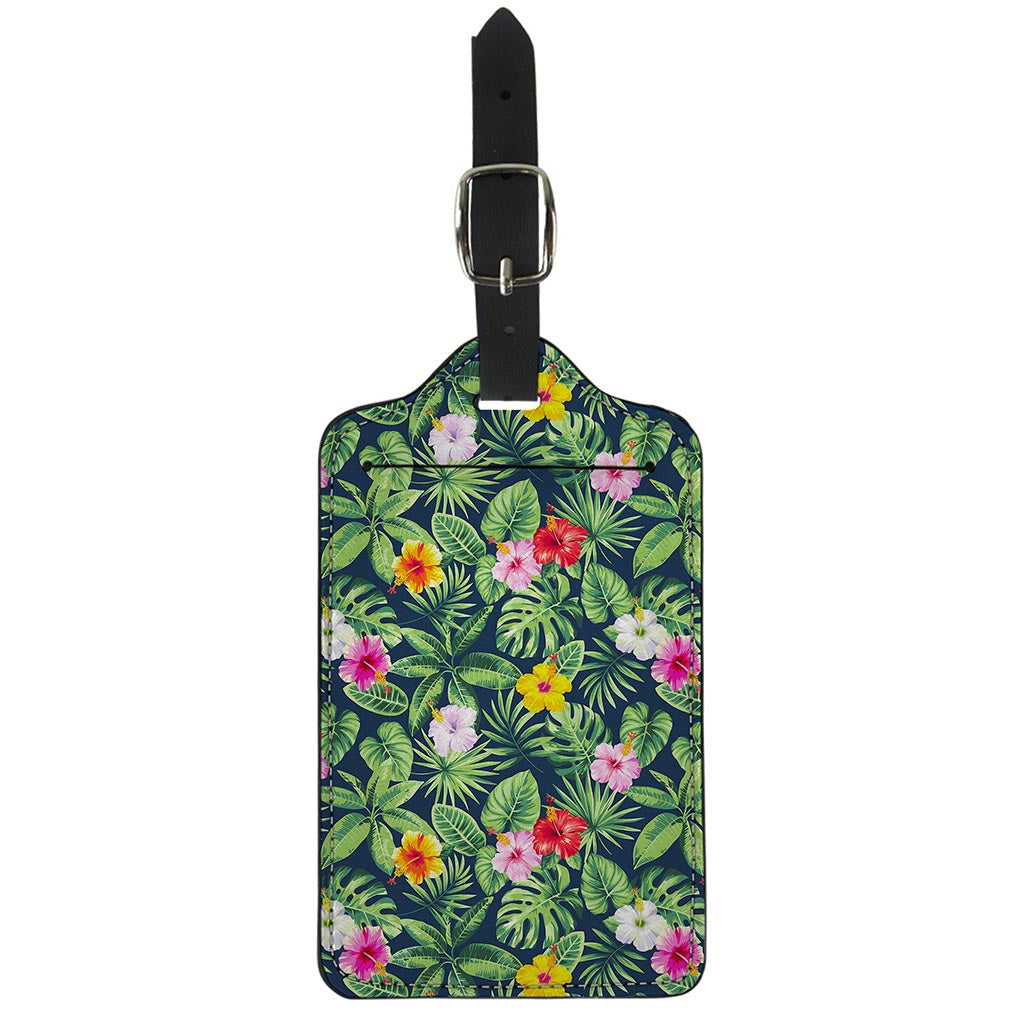 Tropical Hibiscus Flowers Pattern Print Luggage Tag