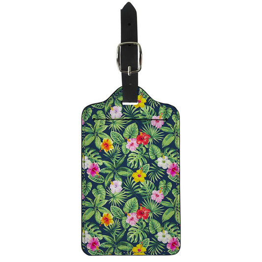 Tropical Hibiscus Flowers Pattern Print Luggage Tag