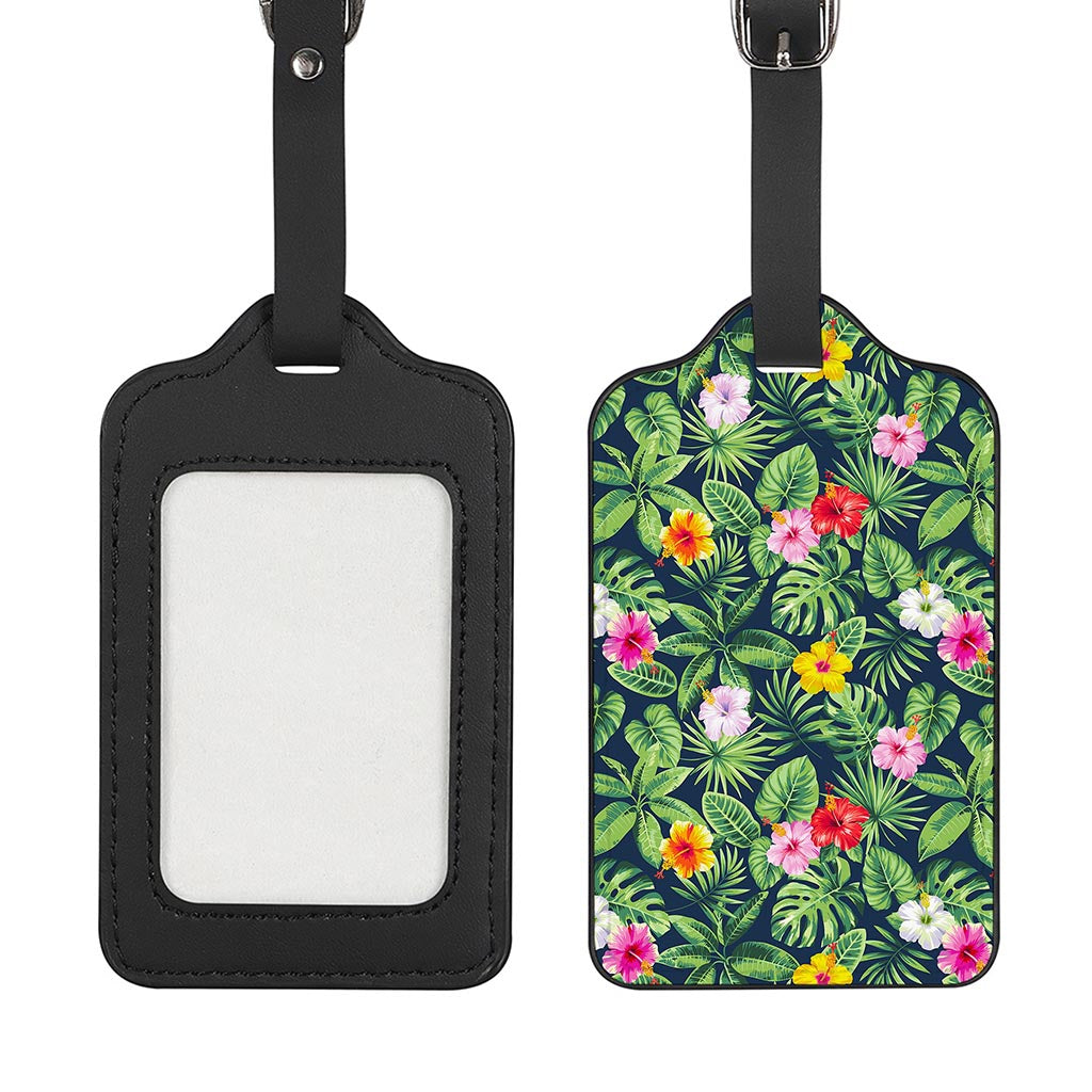 Tropical Hibiscus Flowers Pattern Print Luggage Tag