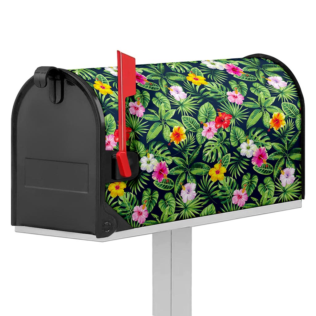 Tropical Hibiscus Flowers Pattern Print Mailbox Cover