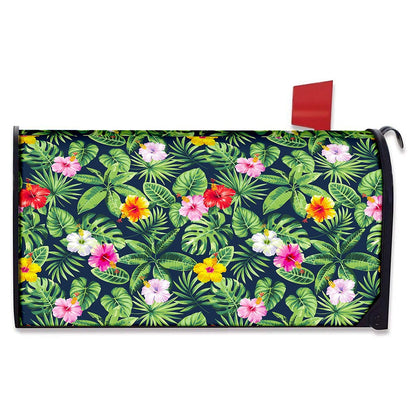 Tropical Hibiscus Flowers Pattern Print Mailbox Cover