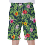 Tropical Hibiscus Flowers Pattern Print Men's Beach Shorts