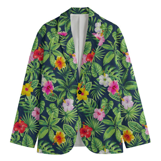 Tropical Hibiscus Flowers Pattern Print Men's Blazer