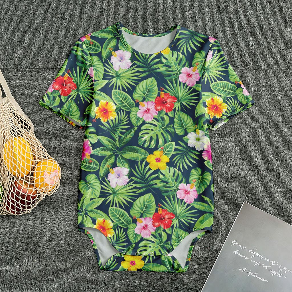 Tropical Hibiscus Flowers Pattern Print Men's Bodysuit