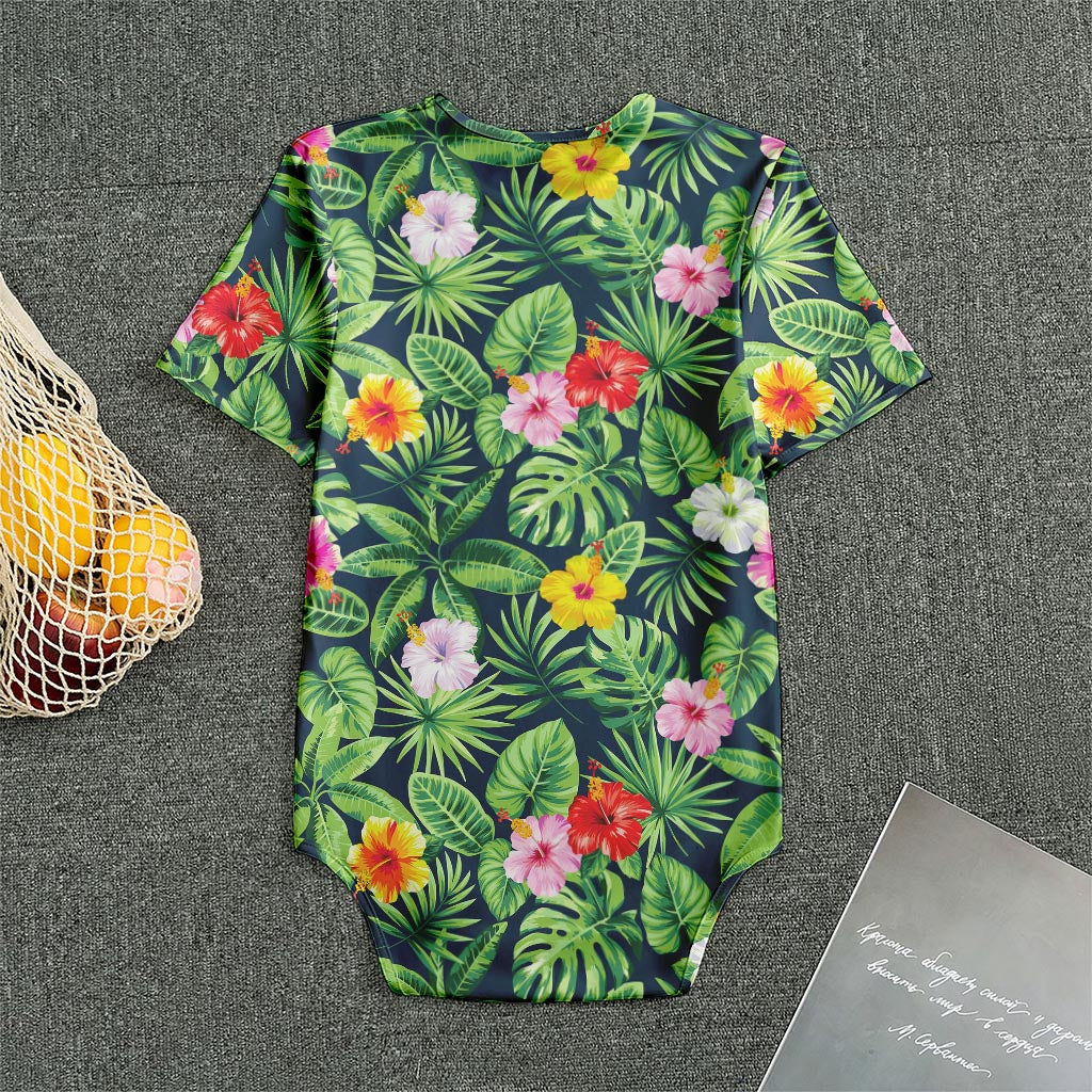 Tropical Hibiscus Flowers Pattern Print Men's Bodysuit