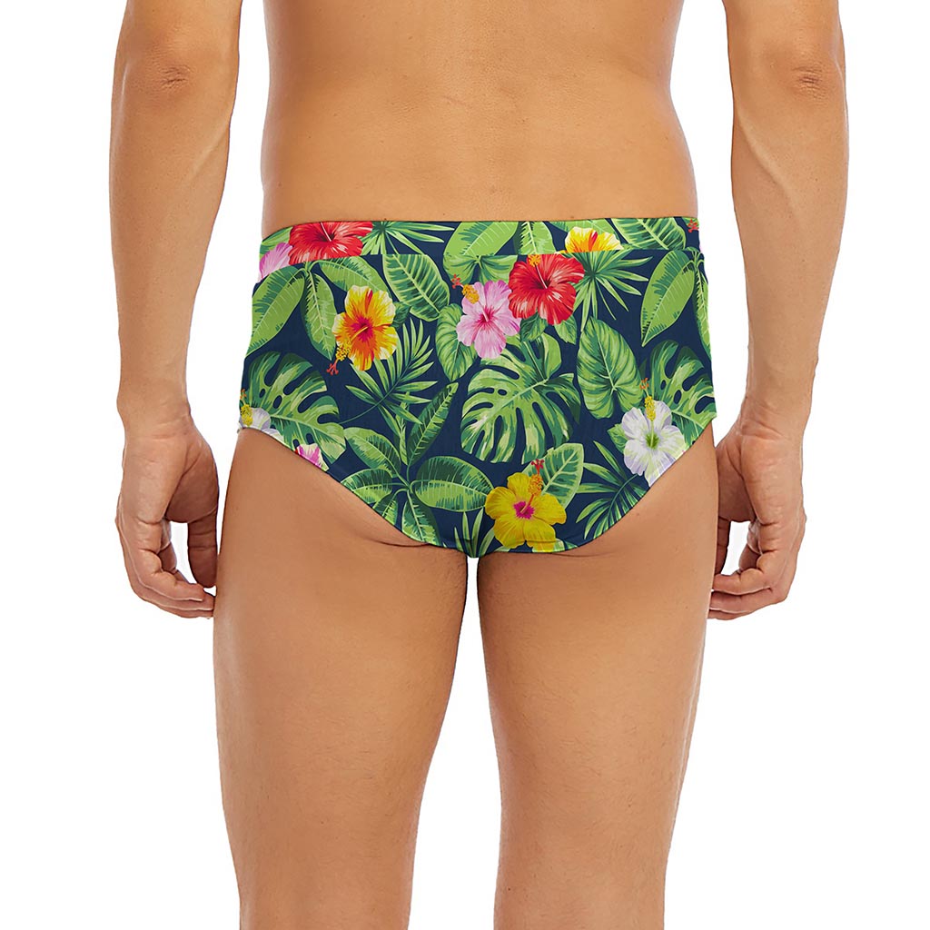 Tropical Hibiscus Flowers Pattern Print Men's Briefs